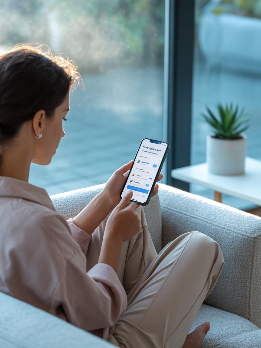 스마트폰으로 예약하는 모습